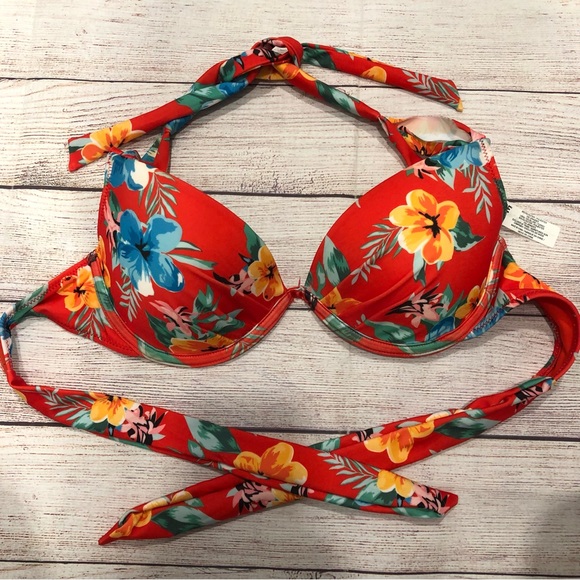 GARAGE Floral Bikini Top Size Medium - Picture 1 of 5